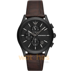 Emporio Armani Men’s Chronograph Quartz Brown Leather Strap Black Dial 42mm Watch AR11549