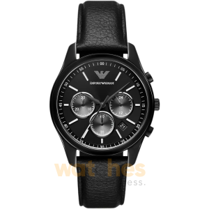Emporio Armani Men’s Chronograph Quartz Black Leather Strap Black Dial 41mm Watch AR11583
