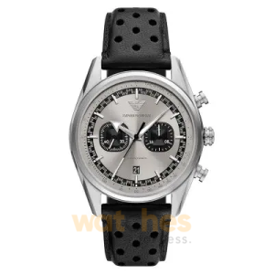 Emporio Armani Men’s Quartz Black Leather Strap Grey Dial 42mm Watch AR11677