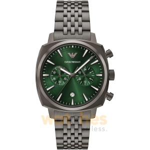 Emporio Armani Men’s Quartz Dark Grey Stainless Steel Green Dial 40mm Watch AR11689
