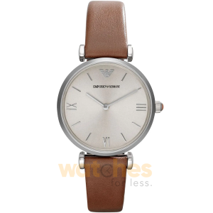 Emporio Armani Women’s Quartz Brown Leather Strap Silver Dial 32mm Watch AR1679