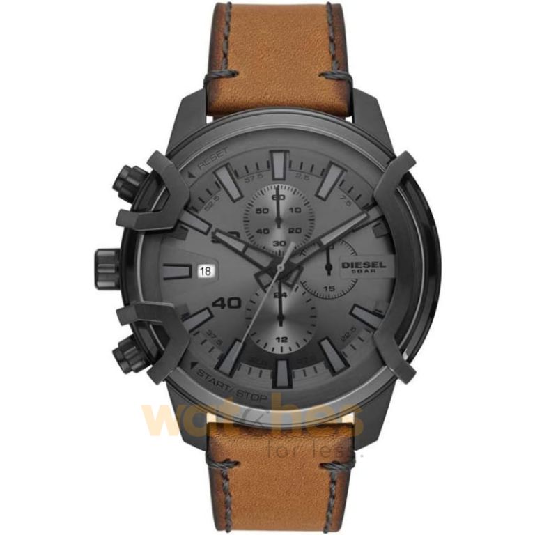 Diesel Men’s Quartz Brown Leather Strap Grey Dial 48mm Watch DZ4569 (Without Tag)