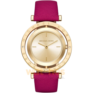 Michael Kors Women’s Quartz Pink Leather Strap Gold Dial 33mm Watch MK2525 (Without Tag)