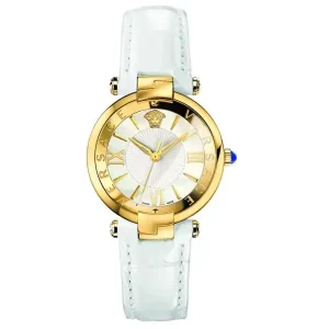 Versace Women’s Quartz Swiss Made White Leather Strap Mother Of Pearl Dial 35mm Watch VAI030016 (Shelf Leftover)