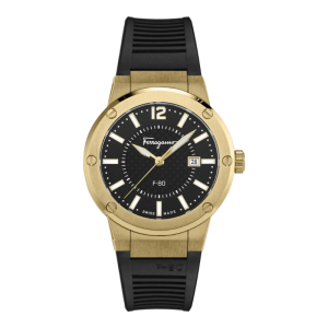 Ferragamo Men’s Swiss Made Quartz Black Silicone Strap Black Dial 44mm Watch SFHY00321 (Without Tag)