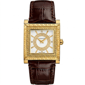 Versace Women’s Quartz Swiss Made Dark Brown Leather Strap White Dial 30mm Watch VQF030015 (Shelf Leftover)