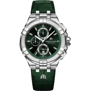 Maurice Lacroix Men’s Quartz Swiss Made Green Leather Strap Green Dial 44mm Watch AI1018-SS001-630-5