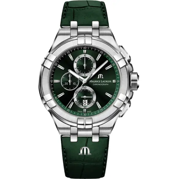 Maurice Lacroix Men’s Quartz Swiss Made Green Leather Strap Green Dial 44mm Watch AI1018-SS001-630-5