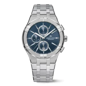 Maurice Lacroix Men’s Quartz Swiss Made Silver Stainless Steel Blue Dial 44mm Watch AI1118-SS002-430-1