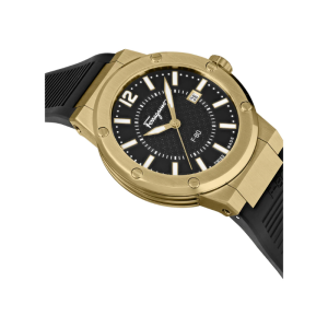 Ferragamo Men’s Swiss Made Quartz Black Silicone Strap Black Dial 44mm Watch SFHY00321 (Shelf Leftover)