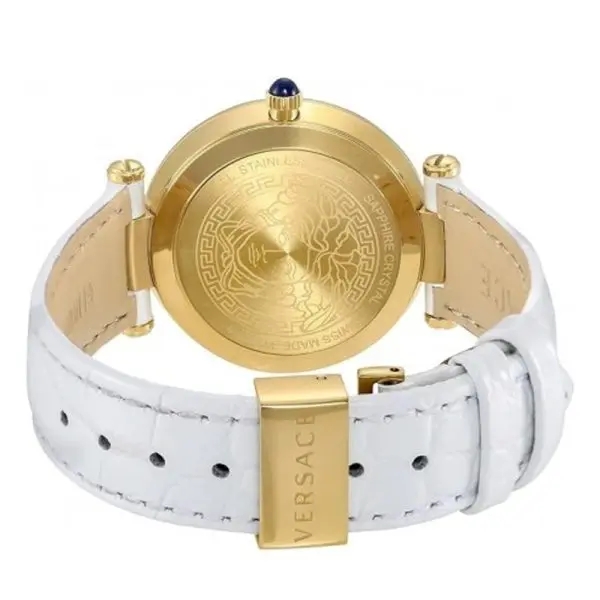 Versace Women’s Quartz Swiss Made White Leather Strap Mother Of Pearl Dial 35mm Watch VAI030016 (Shelf Leftover)