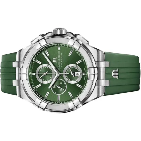 Maurice Lacroix Men’s Quartz Swiss Made Green Leather Strap Green Dial 44mm Watch AI1018-SS001-630-5