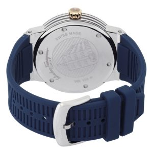 Ferragamo Men’s Swiss Made Quartz Blue Silicone Strap Blue Dial 44mm Watch SFHY01122 (Shelf Leftover)