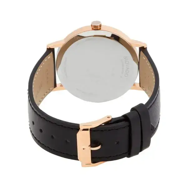 Movado Men’s Quartz Swiss Made Black Leather Strap Black Dial 40mm Watch 0607315 (Shelf Leftover)