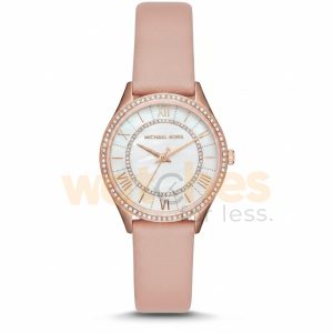 Michael Kors Women’s Quartz Pink Leather Strap Mother Of Pearl Dial 33mm Watch MK2690