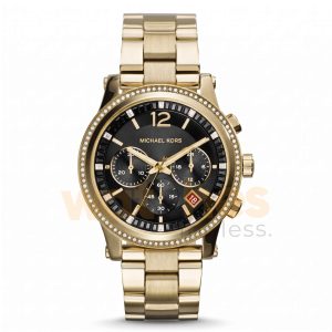 Michael Kors Women’s Quartz Gold Stainless Steel Black Dial 40mm Watch MK6063