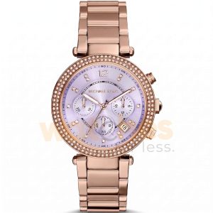 Michael Kors Women’s Chronograph Quartz Rose Gold Stainless Steel Purple Dial 39mm Watch MK6169