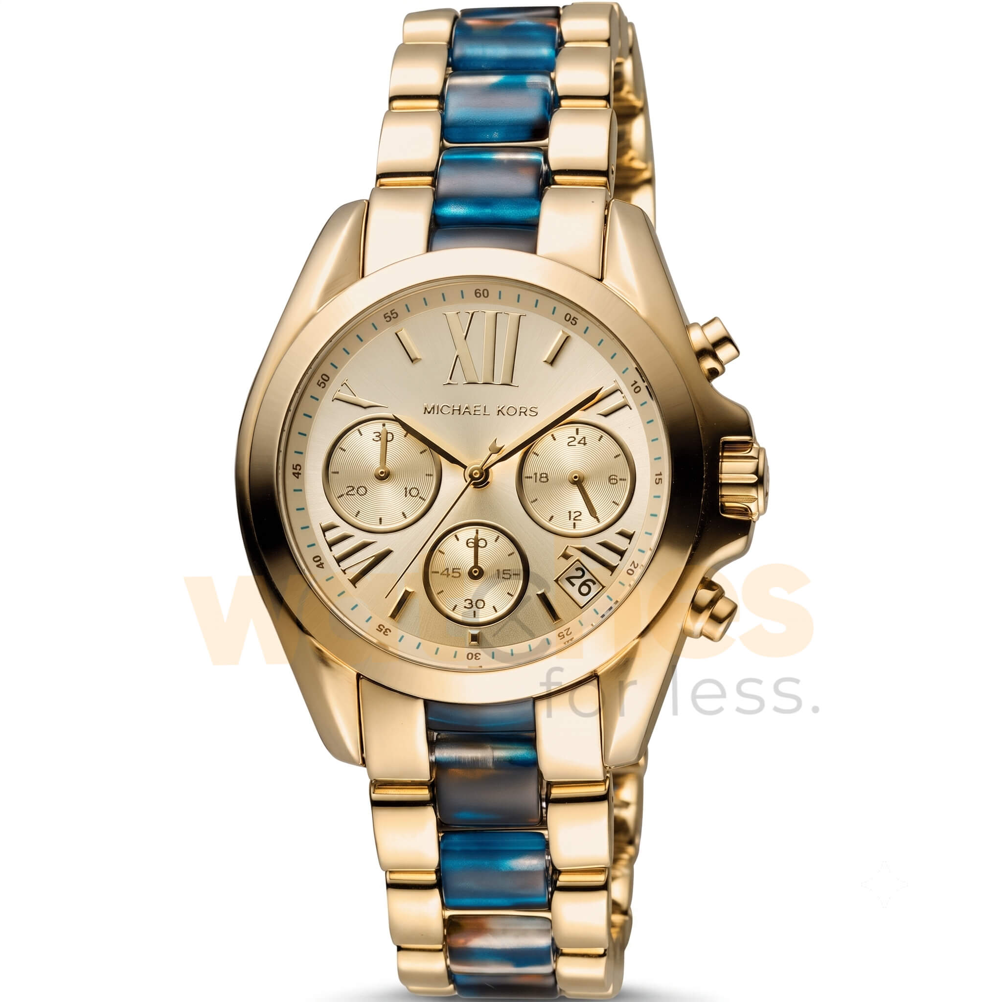 Michael Kors Women’s Chronograph Two Tone Stainless Steel Gold Dial 36mm Watch MK6318