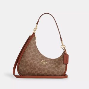 Coach Twisted Teri Shoulder Tan Caramel Bag (Size: L 26.7cm, H 25.4cm, W 7.6cm) CBI02