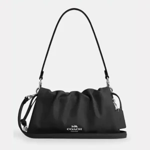 COACH LADIES Faye Shoulder Bag With Ruching -Black (Size: W:6.99cm H:15.24cm D:26.04cm) CV529