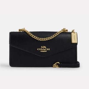 COACH Klare Envelope Crossbody Bag -Black (Size: L26.04cm, H13.34cm, W7.62cm) CBI98