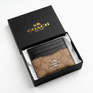 Coach Slim ID Card Case – Signature Canvas Card Holder (Size: L10.0cm H7.5cm W0.5cm) 58110