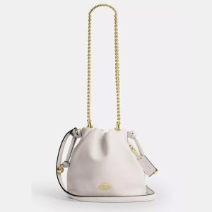 Coach Faye Mini Drawstring Bag For Women’s -Gold & Chalk (Size: W10.80cm, H15.24cm, D17.78cm) CDB67