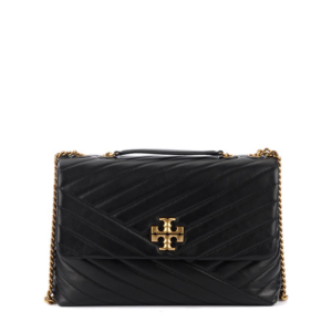 Tory Burch Kira Chevron Convertible Shoulder Black Quilted Leather Flap Bag (Size: L27.5cm H18.5cm W8.0cm) 90446