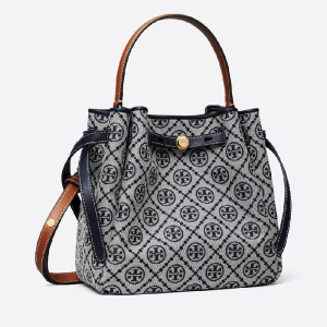Tory Burch Romy T Monogram Bucket Shoulder & Crossbody Bag (Size: L22.0cm H21.5cm W9.5cm) 178016-405