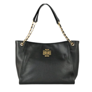 Tory Burch Britten Small Slouchy Tote Black Pebbled Leather Elegant Everyday Shoulder Bag (Size: L30.2cm H22.9cm W14.2cm) 73503