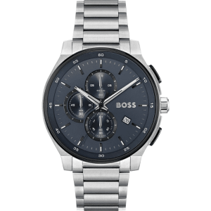 Hugo Boss Men’s Chronograph Quartz Silver Stainless Steel Blue Dial 45mm Watch 1514189
