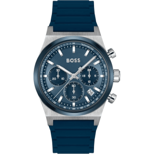 Hugo Boss Men’s Chronograph Quartz Blue Silicone Strap Blue Dial 41mm Watch 1514243