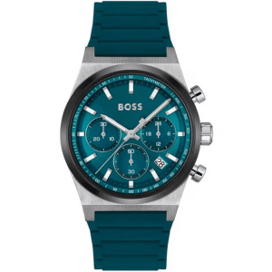 Hugo Boss Men’s Chronograph Quartz Sea Green Silicone Strap Sea Green Dial 41mm Watch 1514244