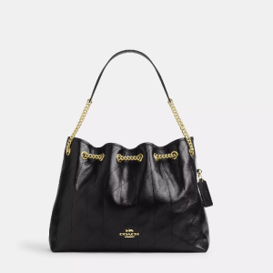 Coach Evelyn Quilted Bag Leather Flap Chain Bag (Size: L34.3cm H24.8cm W10.8cm) CDR00