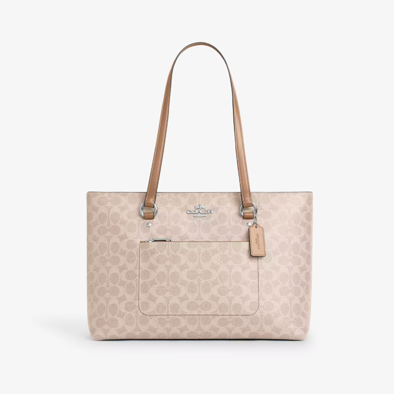 Coach Station Tote in Signature Canvas Zip Top Everyday Shoulder Tote Bag (Size: L34.9cm H26.0cm W12.7cm) CCD69