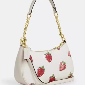 COACH Teri Shoulder Bag in Strawberry Print Chalk Multi Canvas (Size: L24.1cm, H15.2cm, W7.6cm) CAL62