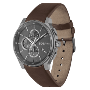Alternative view of Hugo Boss Men’s Chronograph Quartz Brown Leather Strap Grey Dial 45mm Watch 1514187