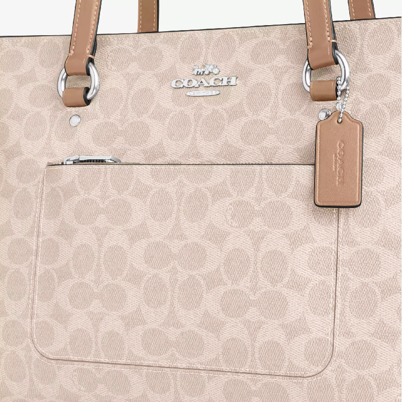 Coach Station Tote in Signature Canvas Zip Top Everyday Shoulder Tote Bag (Size: L34.9cm H26.0cm W12.7cm) CCD69 - Image 5
