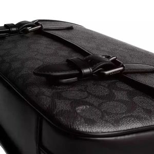 Coach Men’s Hitch Messenger Bag In Signature Canvas Charcoal (Size: L 32.5cm, H 24.5cm, W 8.5cm) CAH92