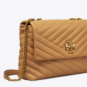 Alternative view of Tory Burch Kira Chevron Convertible Shoulder Dusty Almond Quilted Leather Flap Bag (Size: L27.5cm H18.5cm W8.0cm) 90446-1