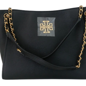 Alternative view of Tory Burch Britten Small Slouchy Tote Black Pebbled Leather Elegant Everyday Shoulder Bag (Size: L30.2cm H22.9cm W14.2cm) 73503