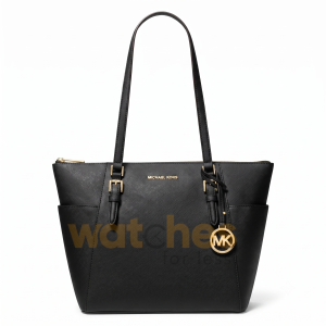 Michael Kors Charlotte Large Tote Bag In Saffiano Leather With Top Zip For Women’s -BLACK (Size: W:12.07cm H:25.40cm D:38.10cm) 35T0GCFT7L