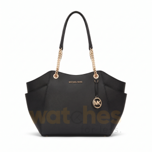 Michael Kors Jet Set Travel Large Chain Shoulder Tote Bag For Womens -Black (Size: W:8.89cm H:24.13cm D:36.83cm) 35T5GTV3L