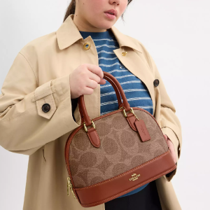 Alternative view of Coach Sabrina Satchel in Signature Canvas Structured Top Handle Crossbody (Size: L25.4cm H18.4cm W12.7cm) CAS19