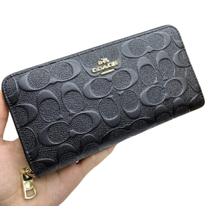 Alternative view of Coach Unisex Coach Accordion in Signature Leather Black Zip Around Compact Organizer Wallet (Size: L 19.7cm, H10.2cm, W2.5cm) F53834