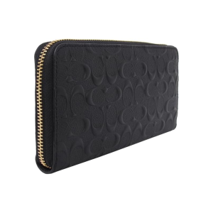 Coach Unisex Coach Accordion in Signature Leather Black Zip Around Compact Organizer Wallet (Size: L 19.7cm, H10.2cm, W2.5cm) F53834 - Image 3