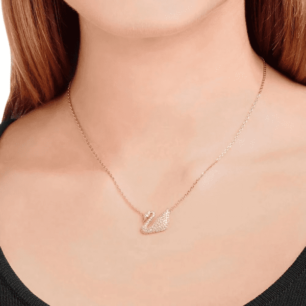 Swarovski Women’s Swan Crystal Rose Gold Plated Necklace 5121597 - Image 3
