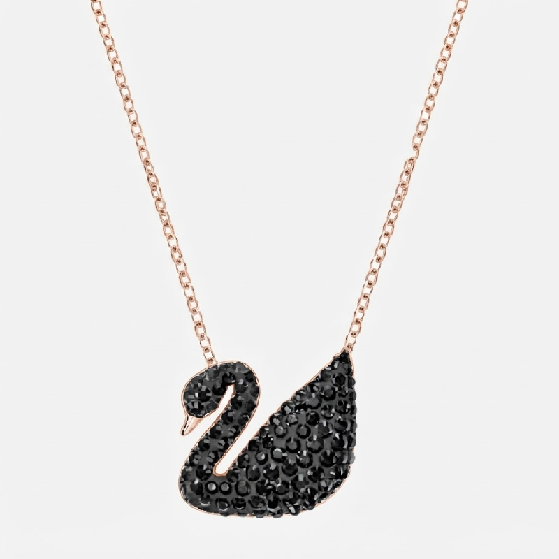 Swarovski Women’s Iconic Swan Pendant Swan Black Rhodium Plated 5347329