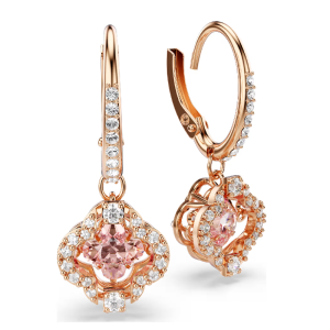 Swarovski Women’s Una Drop Earrings Clover Pink Rose Gold-Tone Plated 5516477