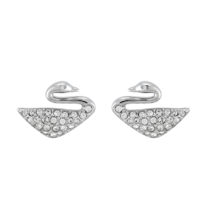 Swarovski Women’s Swan Earrings White Crystal Rhodium Plated 1116357